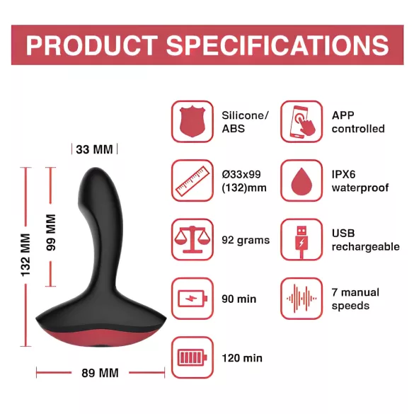 Magic Motion Solstice - App-gesteuerter Prostatavibrator für Männer (schwarz)