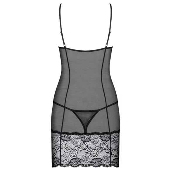 Obsessive Alluria - Spitzen-Nachthemd und Tanga (schwarz)