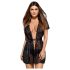 Obsessive Alluria - Spitzenmantel und String (Schwarz) - L/XL