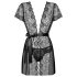 Obsessive Alluria - Spitzenmantel und String (Schwarz) - L/XL