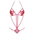 Obsessive Luiza - roter Body mit Tulpenmuster und Trägern (S/M)