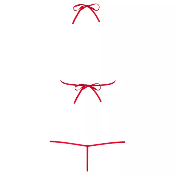 Obsessive Luiza - roter Body mit Tulpenmuster und Trägern (S/M)