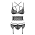 Obsessive Frivolla - pikante Spitzen-Dessous Set (schwarz) - L/XL