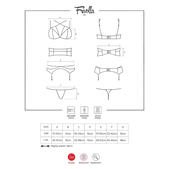 Obsessive Frivolla - pikante Spitzen-Dessous Set (schwarz) - L/XL