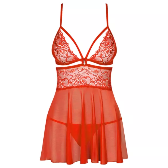 Obsessive 838-BAB-3 - pikante Spitzen-Babydoll und String (rot)