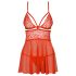 Obsessive 838-BAB-3 - Pikantes Spitzen-Babydoll und String (Rot)