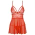 Obsessive 838-BAB-3 - pikante Spitzen-Babydoll und String (rot) - XXL