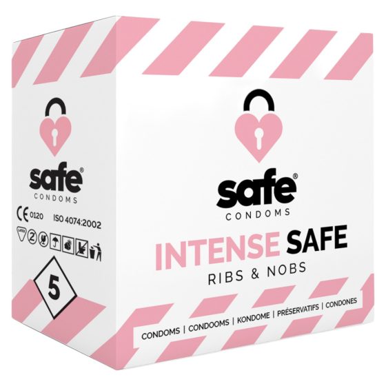 SAFE Intense Safe - gerippt-genoppt Kondome (5er Pack)
