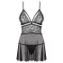 Obsessive 838-BAB-1 - transparenter, spitzen Babydoll-Set (schwarz)