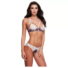 Baci - Blumige Spitzen-BH-Set + offener Slip - M/L